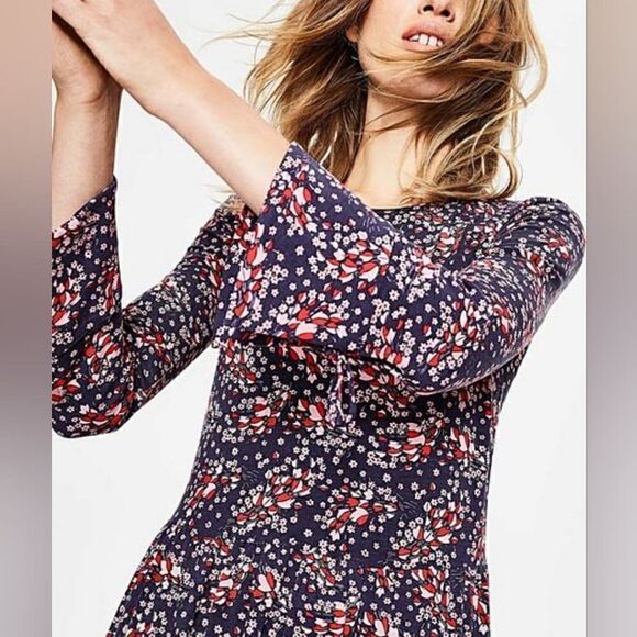 Boden Leaves Floral Preppy Academia Countryside Cottagecore Keyhole Dress 6 - Picture 6 of 14